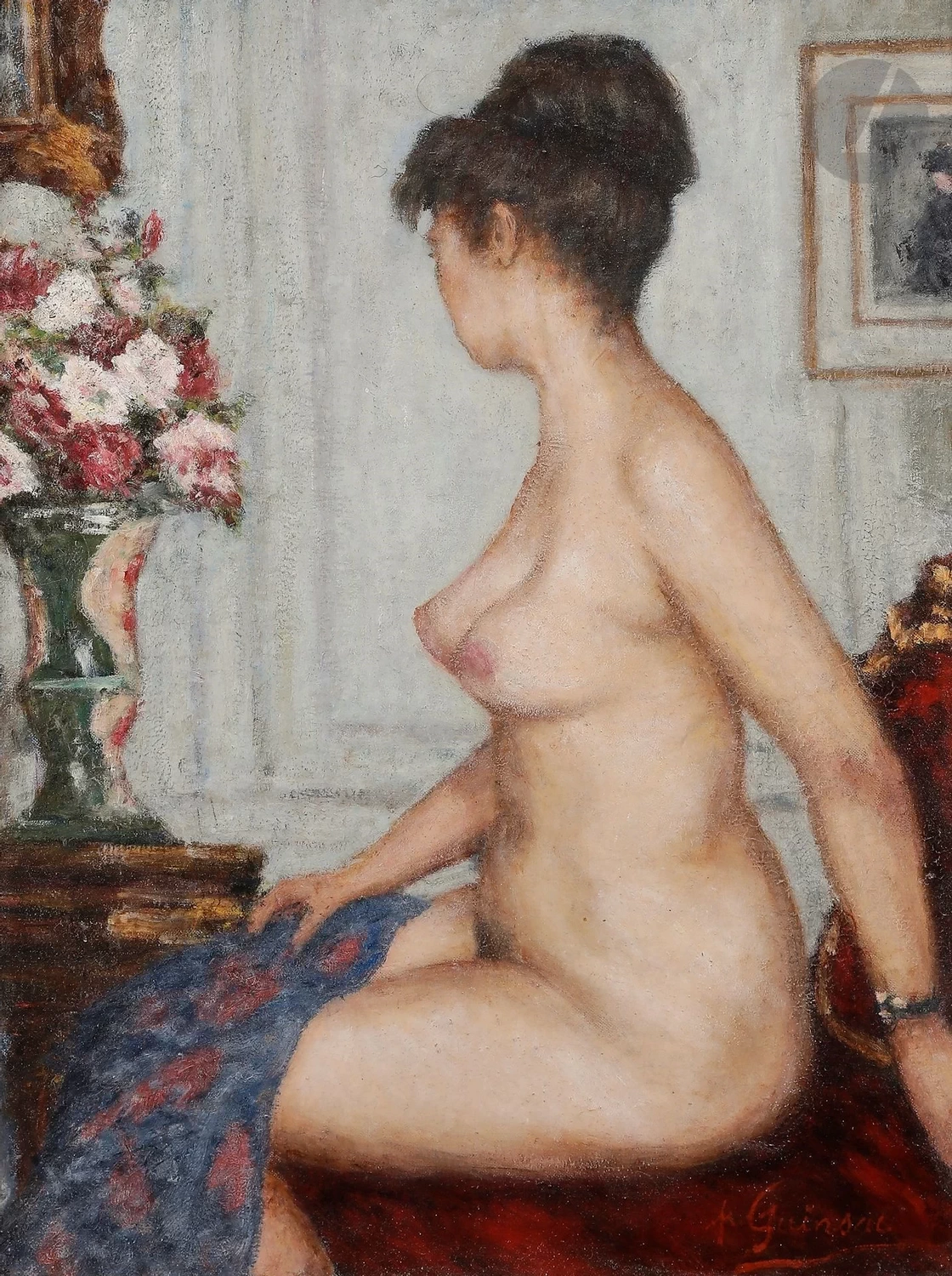 François Paul Auguste Quinsac - Nudo con bouquet
